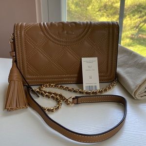 Tory Burch Fleming Soft Wallet Crossbody Tiramisu
